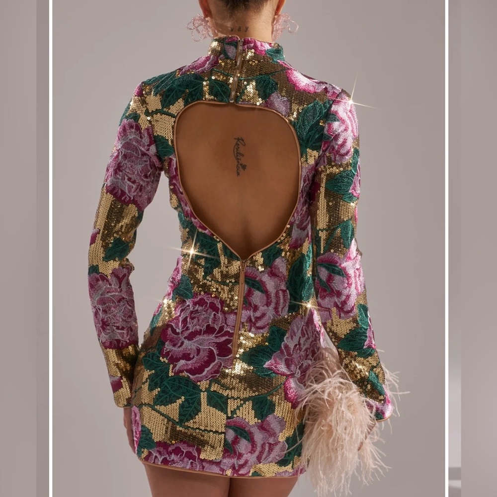 Akira - Floral Sequin Mini Dress 🩷💛💚 - Picture 2 of 3